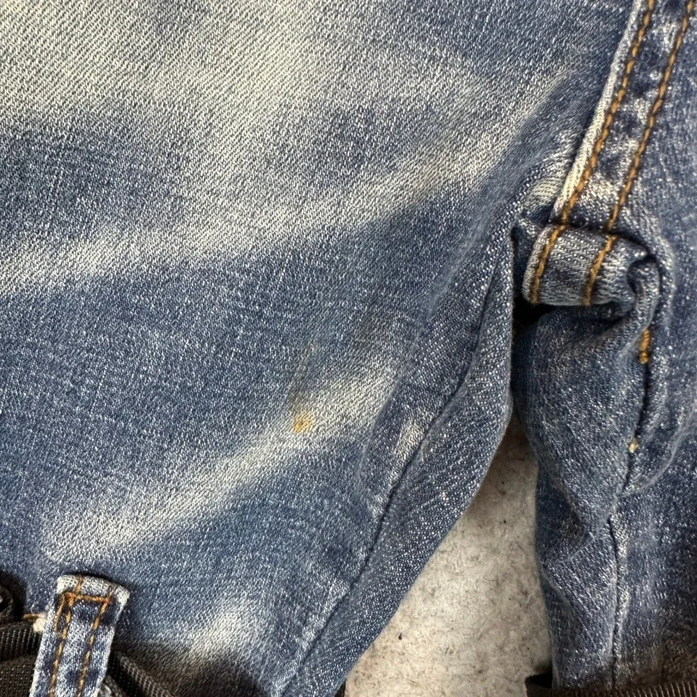 Heritage America Jeans Mens 28X31 Tactical Cargo Slim Blue Red Acid Wash Denim